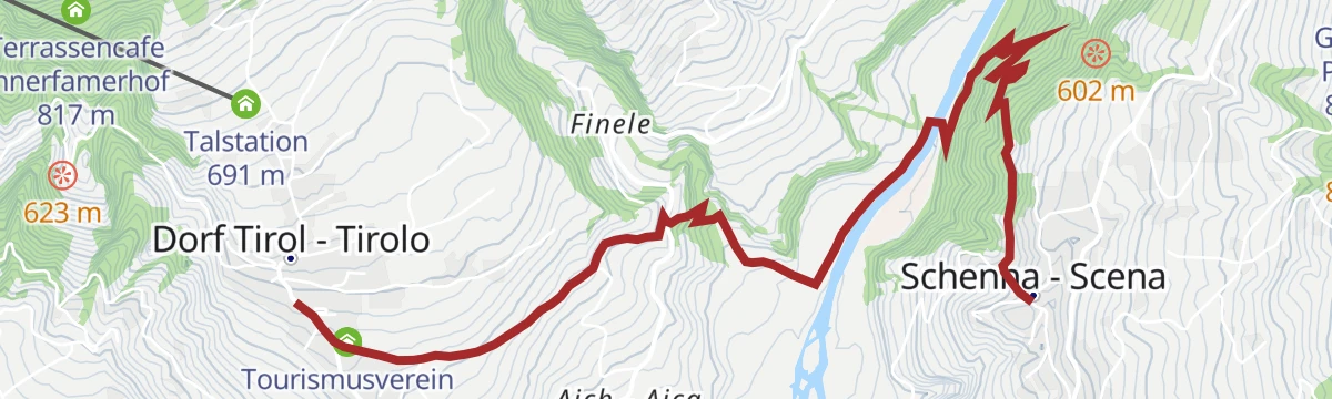 Route map: Da Scena a Tirolo